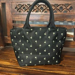 black summer hand bag palm tree design